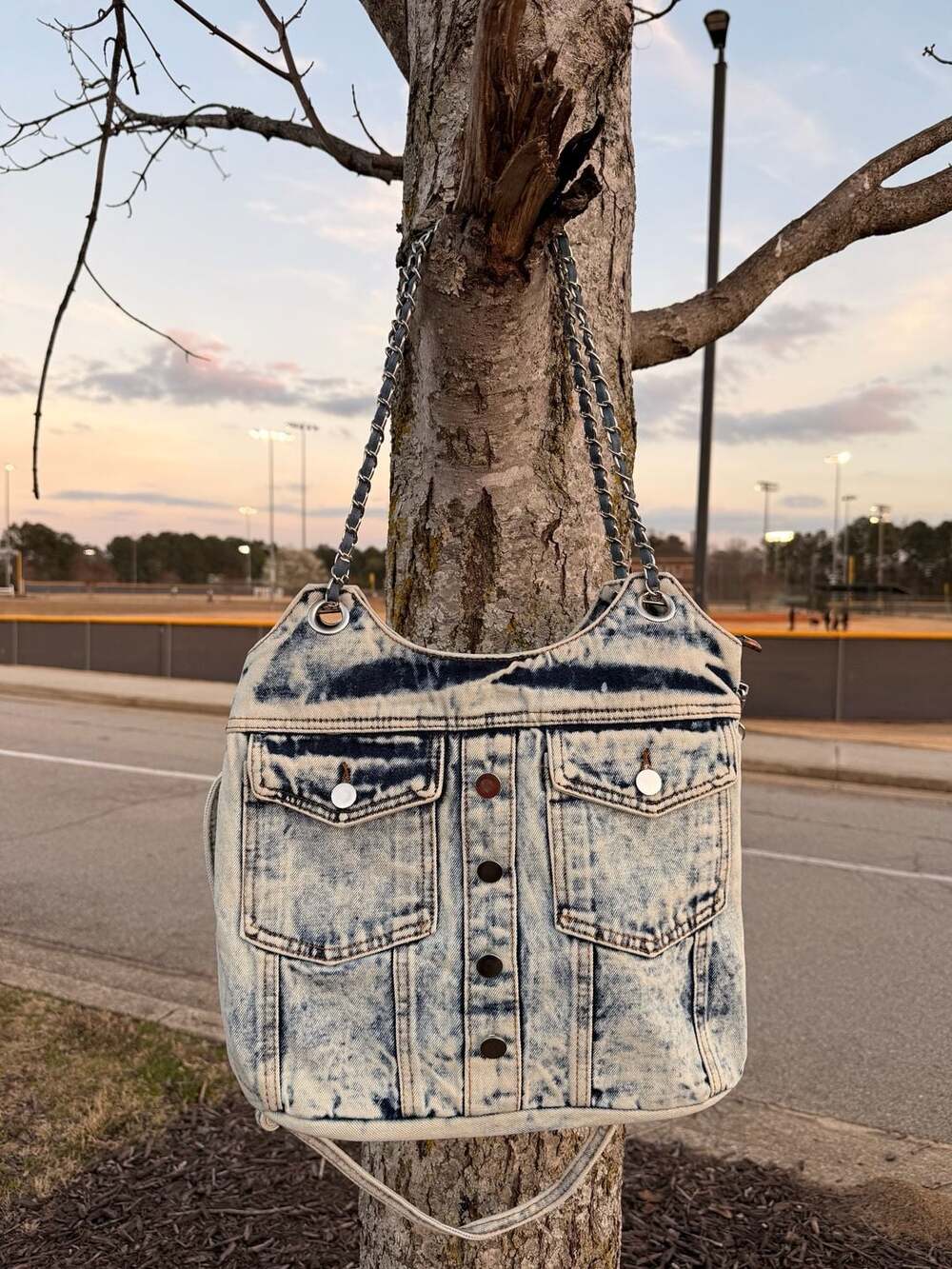 Y2K Denim Shoulder Bag: Harajuku Style Tote With Chain Strap - ,